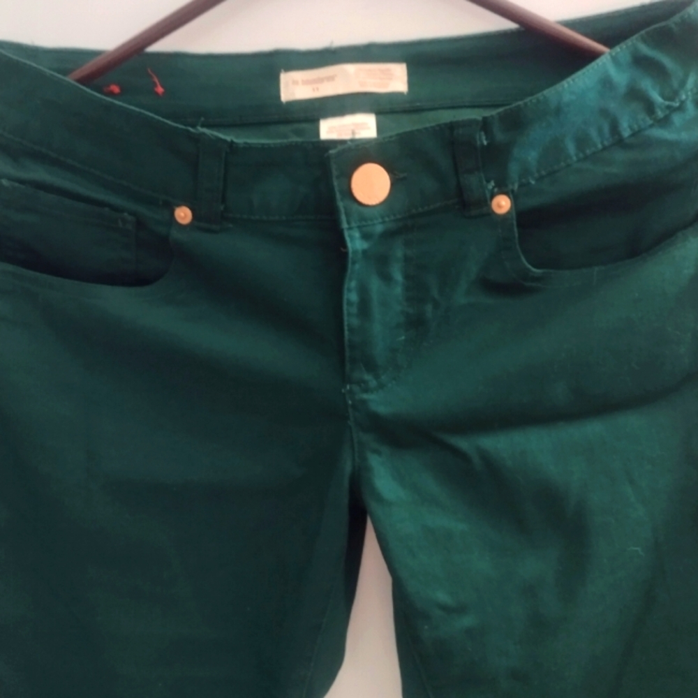 Women's Emerald Green Mid-Rise Stretch Pants